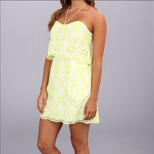Dolce Vita Strapless Neon Eyelet Dress